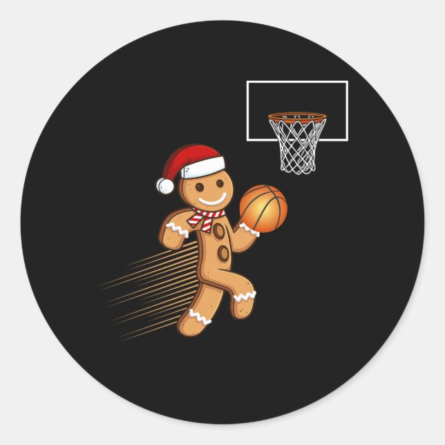 Gingerbread Man spielt Basketball Weihnachts-Cooki Runder Aufkleber (Vorderseite)
