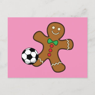 Gingerbread Man spielt Fußball Feiertagspostkarte