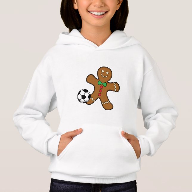 Gingerbread Man spielt Fußball Hoodie (Vorderseite)