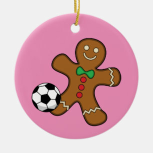 Gingerbread Man spielt Fußball Keramik Ornament