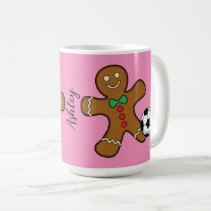 Gingerbread Man spielt Fußball   Name hinzufügen Kaffeetasse