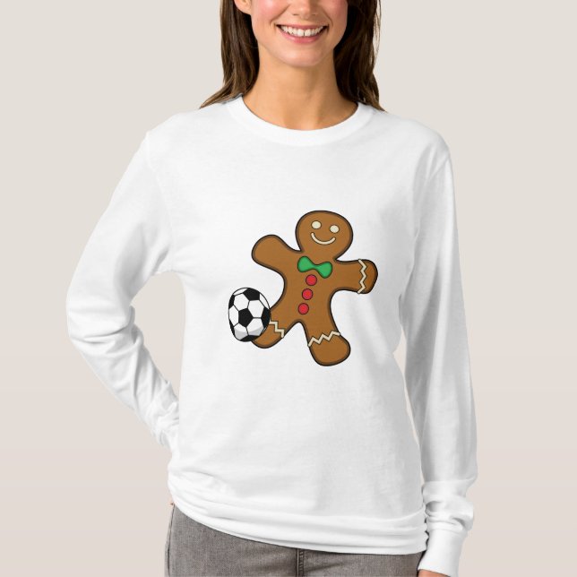 Gingerbread Man spielt Fußball T-Shirt (Vorderseite)