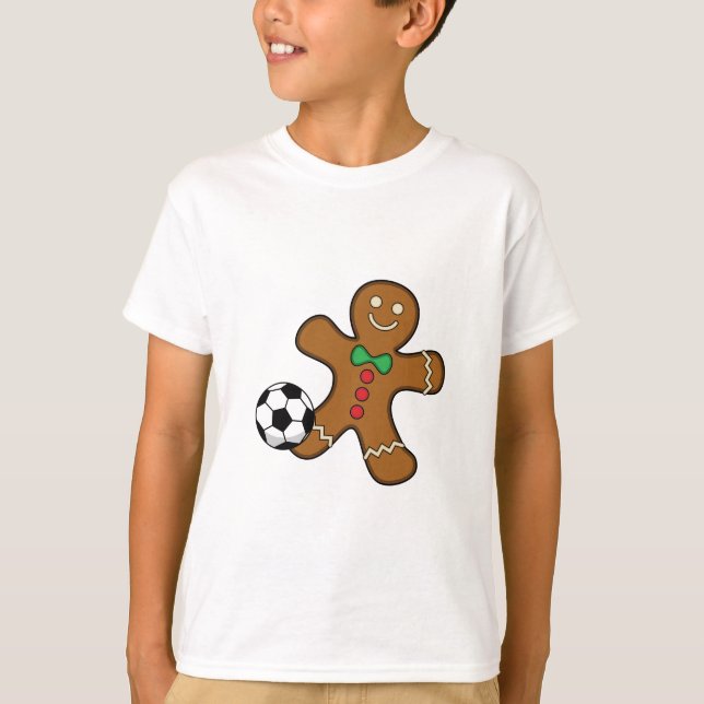 Gingerbread Man spielt Fußball T-Shirt (Vorderseite)