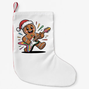 Gingerbread Man spielt Gitarre Electric Santa Kleiner Weihnachtsstrumpf