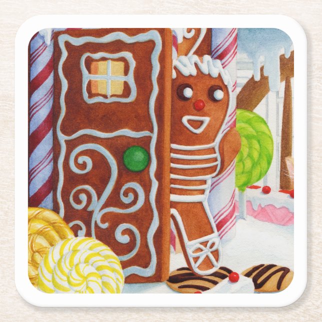 GINGERBREAD MAN Square Paper Untersetzer (Vorderseite)
