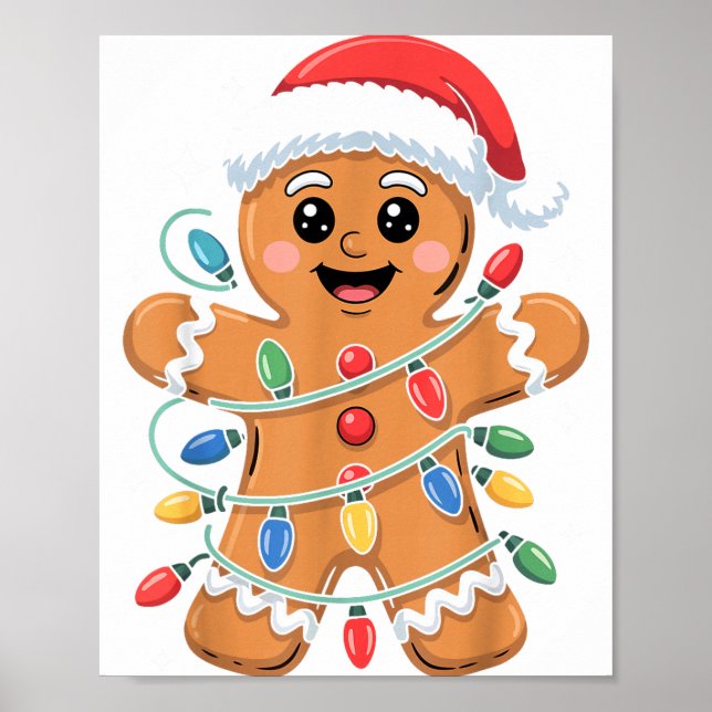 Gingerbread Man Tangled Christmas Lights  Poster (Vorne)