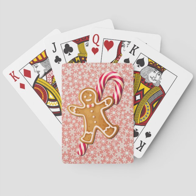 Gingerbread Man und Candy Cane Kunst  Spielkarten (Rückseite)