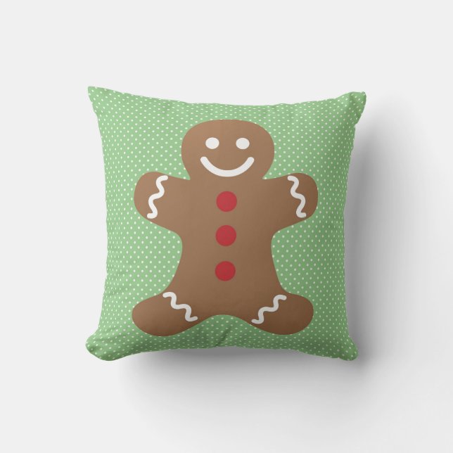 Gingerbread Man und Green Polka Dot Kissen (Vorderseite)