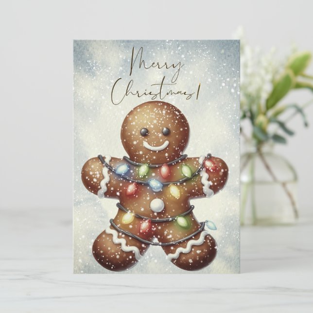 Gingerbread Man Winter Christmas Feiertagskarte (Stehend Vorderseite)