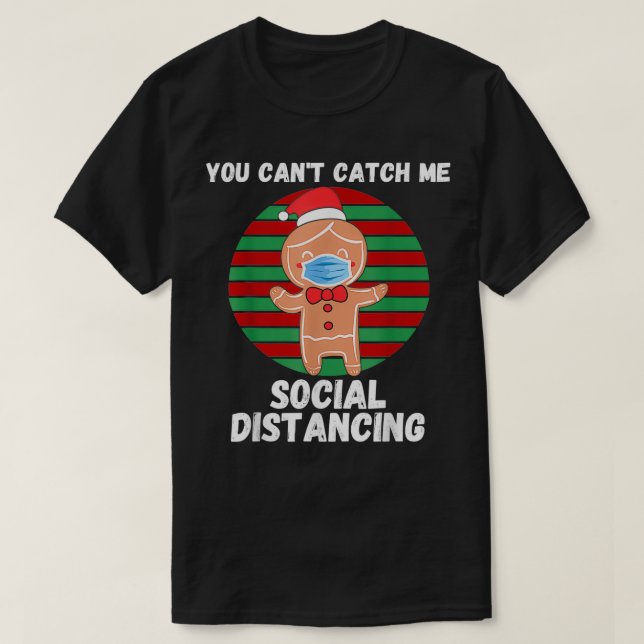Gingerbread Man With Mask Christmas 2020 Social Di T-Shirt (Design vorne)