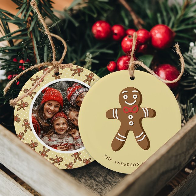 Gingerbread Man Yellow Polka Dot Weihnachtsweihnac Keramik Ornament (Von Creator hochgeladen)