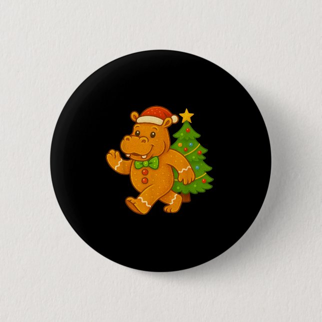 Gingerbread Mann Angesagte Weihnachtsmannmütze Hip Button (Vorderseite)