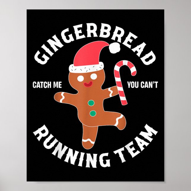 Gingerbread-Mann, der Team Funny läuft, kann man n Poster (Vorne)
