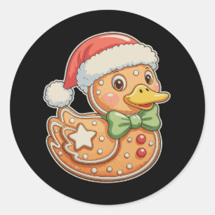 Gingerbread-Mann-Ente-Weihnachten-Xmas-Feiertag Runder Aufkleber