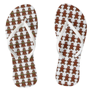 Gingerbread Mann Frau Weihnachtskeks Urlaub Flip Flops