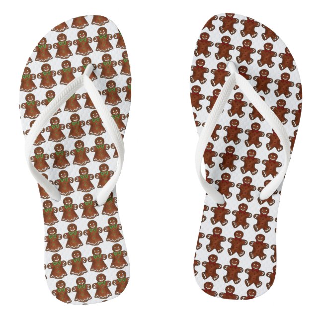 Gingerbread Mann Frau Weihnachtskeks Urlaub Flip Flops (Fußbett)