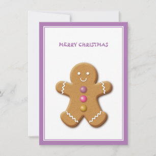 Gingerbread Mann Frohe Weihnachten Lila Mitteilungskarte