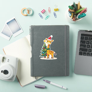 Gingerbread Mann Giraffe Weihnachtsmann Hut Weihna Aufkleber