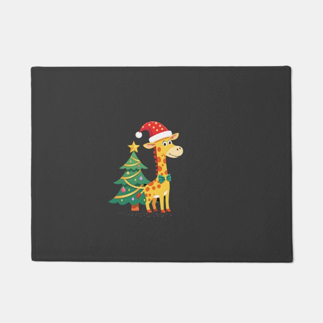 Gingerbread Mann Giraffe Weihnachtsmann Hut Weihna Fußmatte (Vorderseite)