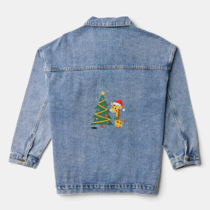 Gingerbread Mann Giraffe Weihnachtsmann Hut Weihna Jeansjacke