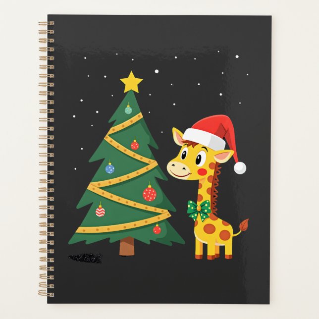 Gingerbread Mann Giraffe Weihnachtsmann Hut Weihna Planer (Vorderseite)
