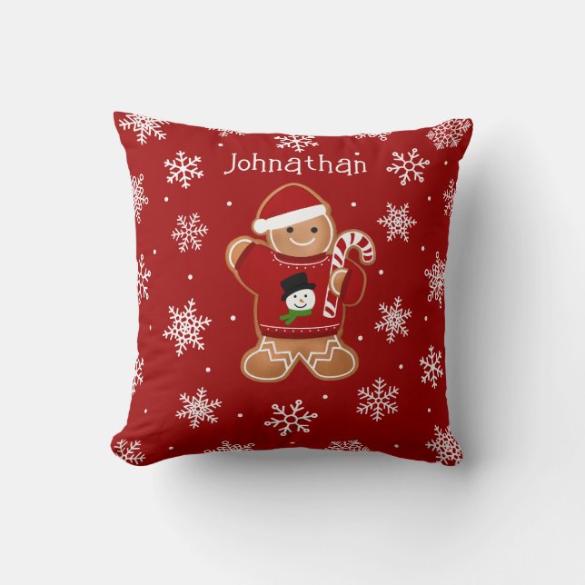 Gingerbread-Mann im Pullover Kissen (Vorderseite)