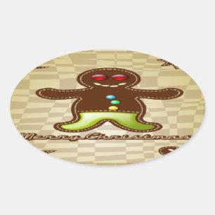 Gingerbread-Mann-Keks Ovaler Aufkleber