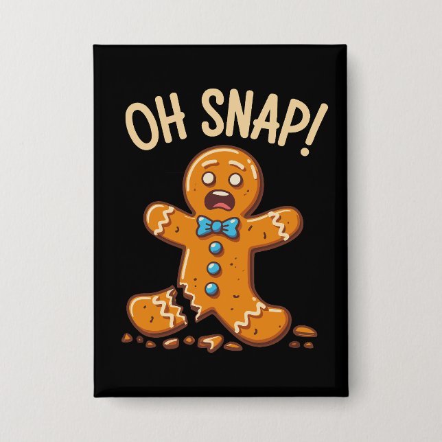 Gingerbread Mann Oh schläfst Weihnachtskekse Backe Button (Vorderseite)