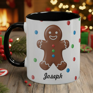Gingerbread-Mann-Polka-Punkt-Feiertag-Weihnachten Tasse