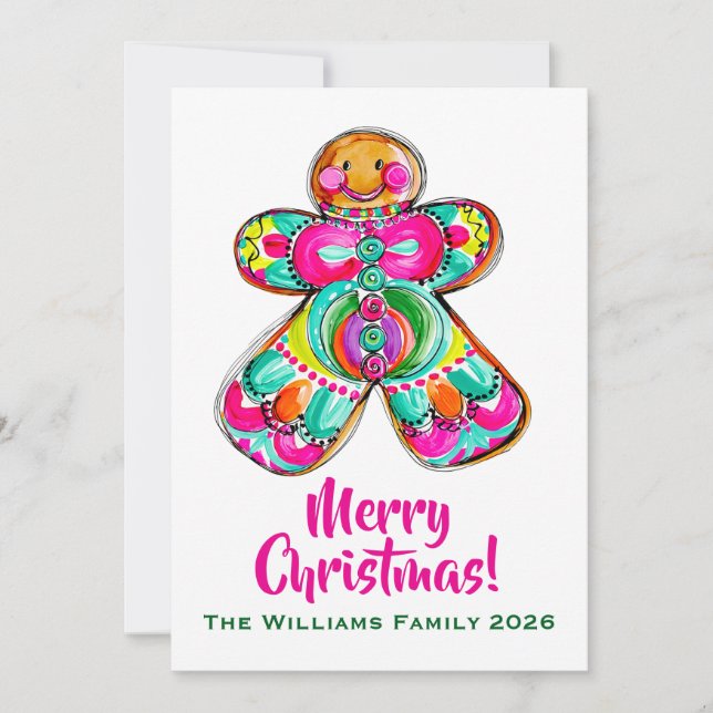 Gingerbread Mann Rosa Weihnachten Boho (Vorderseite)