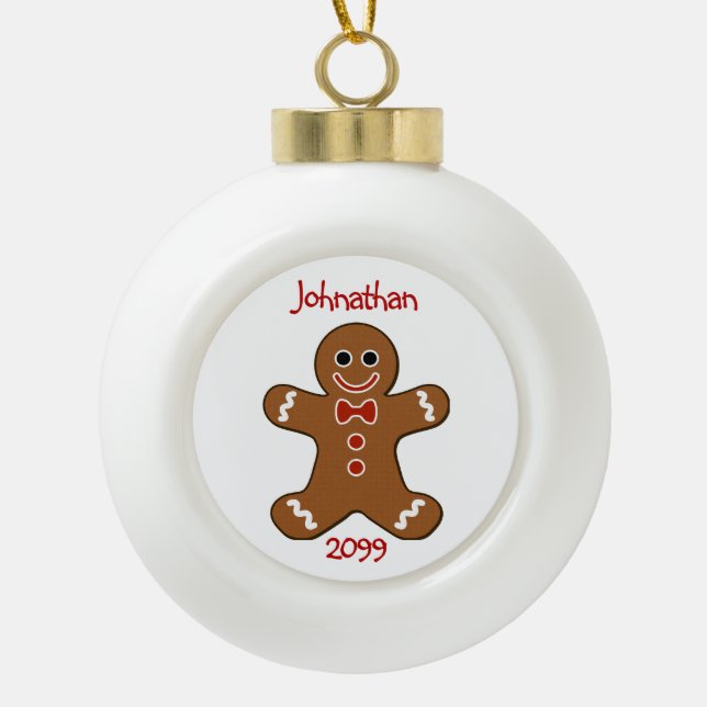 Gingerbread Mann Weihnachtsdekoration Keramik Kugel-Ornament (Vorderseite)