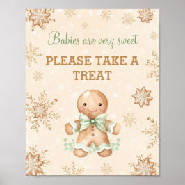 Gingerbread Mann Weihnachtsdusche Gefallen Zeichen Poster