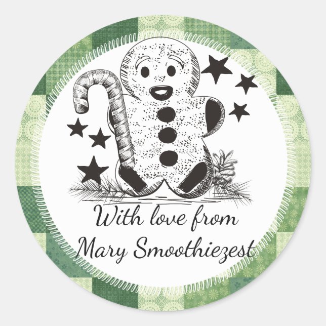 Gingerbread Mann Weihnachtsessen aus der Küche Runder Aufkleber (Vorderseite)