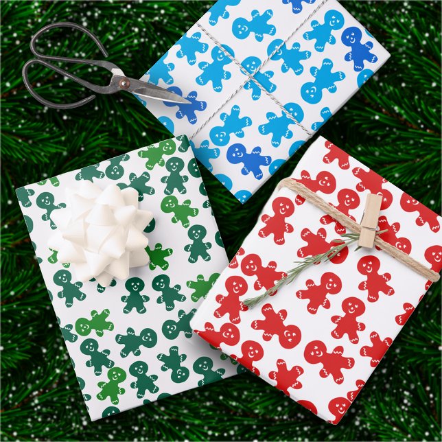 Gingerbread-Mann-Weihnachtsfarben-Feiertag  Geschenkpapier Set (Von Creator hochgeladen)
