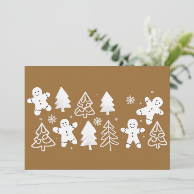 Gingerbread-Mann Weihnachtsfeier Winterbäcker Feiertagskarte (Stehend Vorderseite)