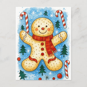 Gingerbread Mann Weihnachtspostkarte Feiertagspostkarte