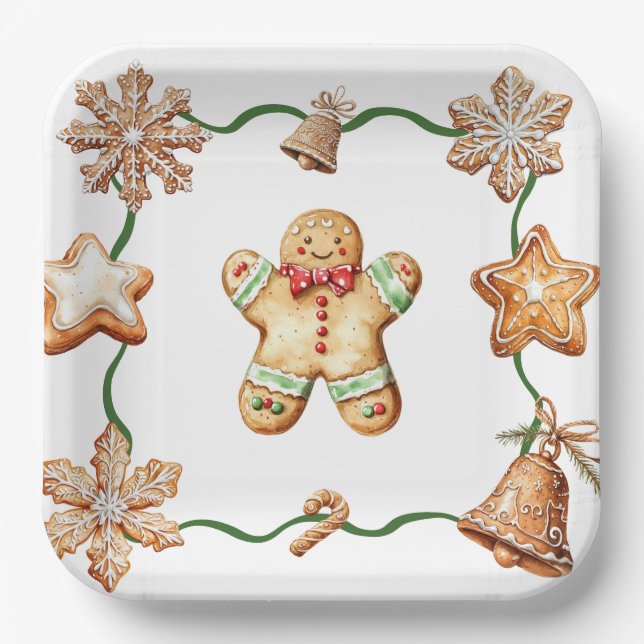 Gingerbread Mann | Winter Weihnachtsplatten Pappteller (Vorderseite)