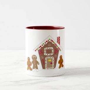 Gingerbread-Männer mit Gingerbread-Haus Zweifarbige Tasse