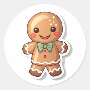 Gingerbread Man's Holiday Greetings Runder Aufkleber