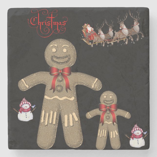 Gingerbread Marble Stone Untersetzer Weihnachten (Vorderseite)