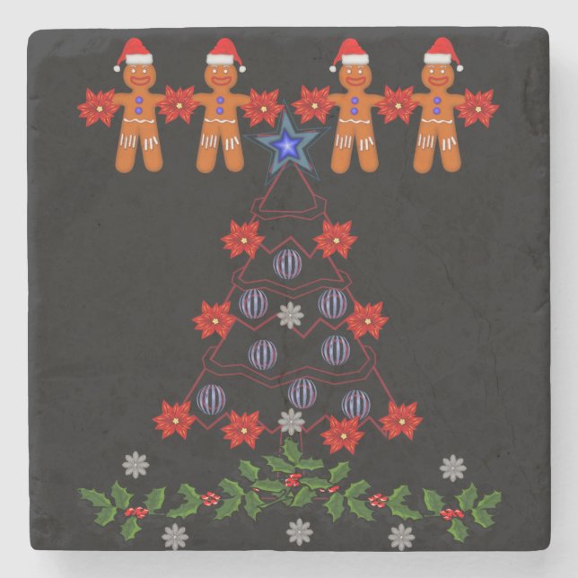 Gingerbread Marble Stone Untersetzer Weihnachten (Vorderseite)