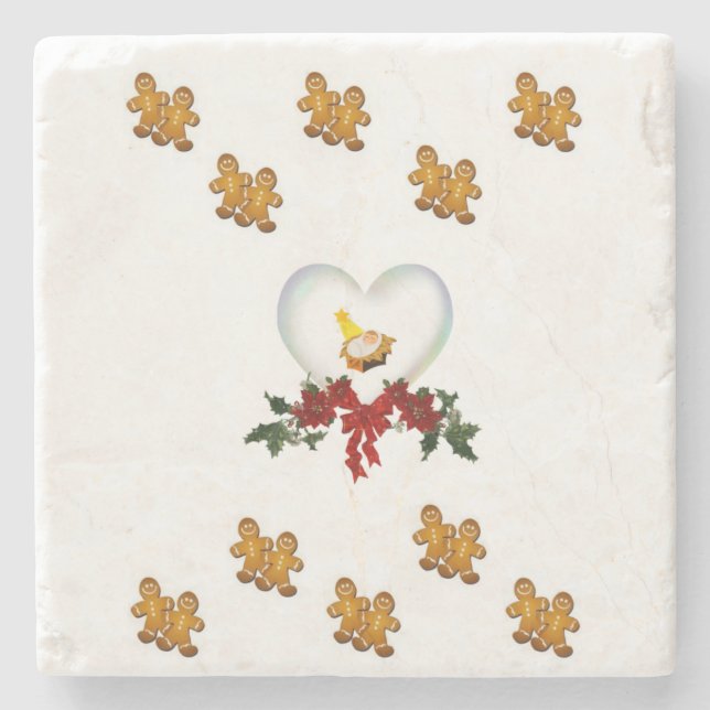 Gingerbread Marble Stone Untersetzer Weihnachten (Vorderseite)