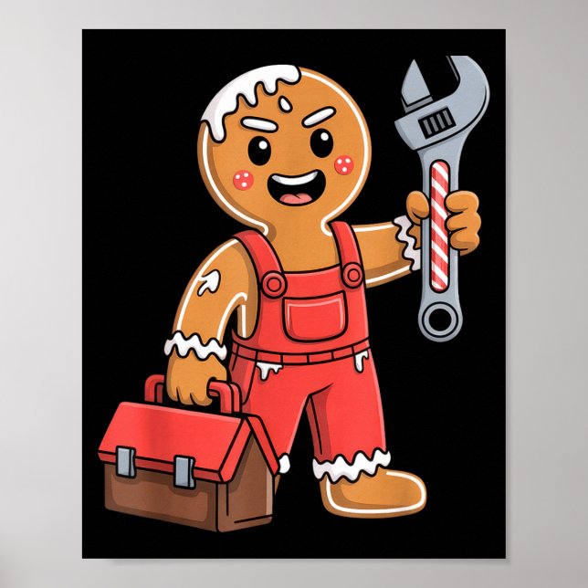 Gingerbread Mechanic Handyman Fixer Worker Christm Poster (Vorne)