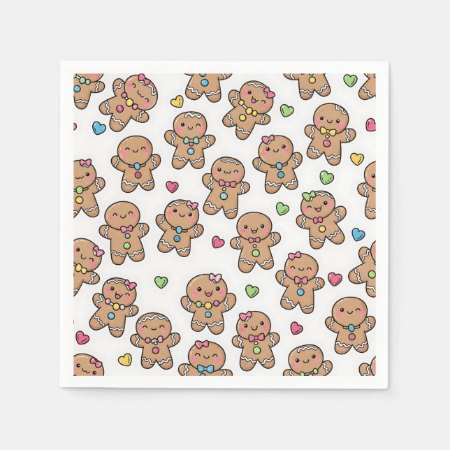 Gingerbread Men Christmas Napkins Serviette (Vorderseite)
