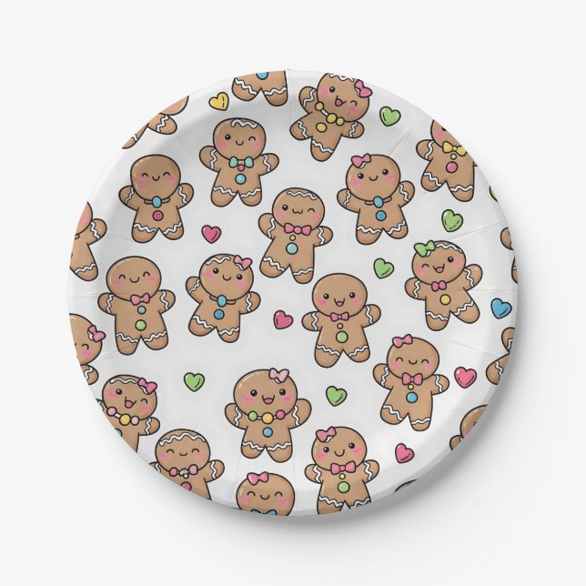 Gingerbread Men Christmas Paper Plates Pappteller (Vorderseite)