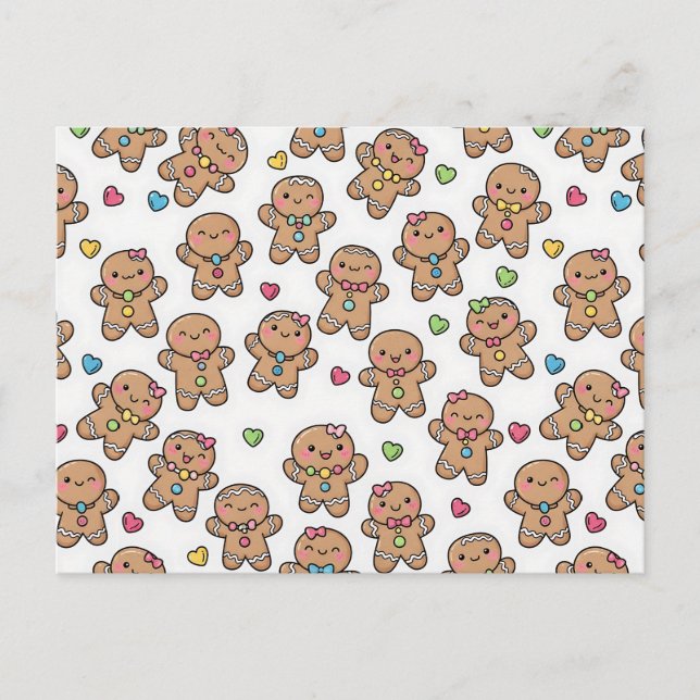 Gingerbread Men Christmas Postcard Feiertagspostkarte (Vorderseite)