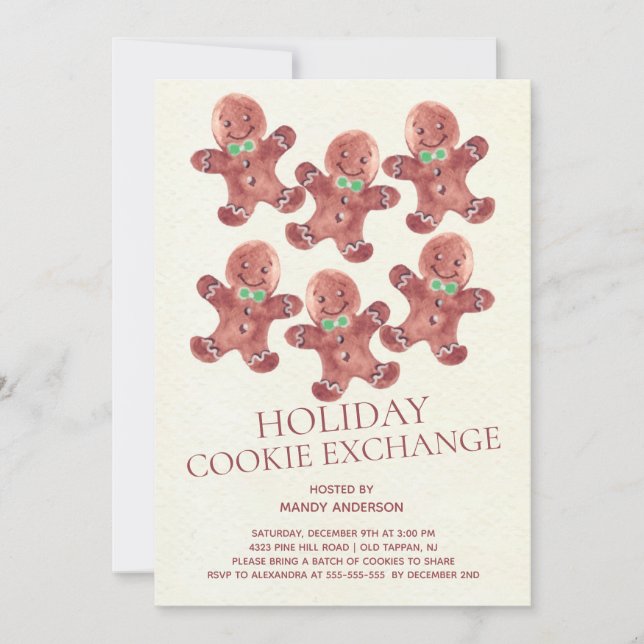 Gingerbread Men Holiday Cookie Exchange Einladung (Vorderseite)