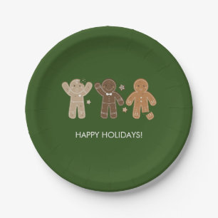 Gingerbread Men Holiday Paper Plate Pappteller