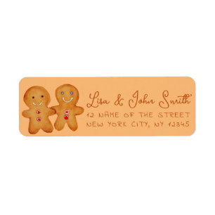 Gingerbread Men Pair Brown Script Rücksendeadresse