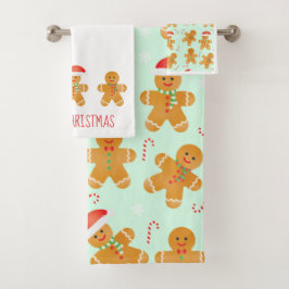 Gingerbread Men Pattern Badhandtuch Set